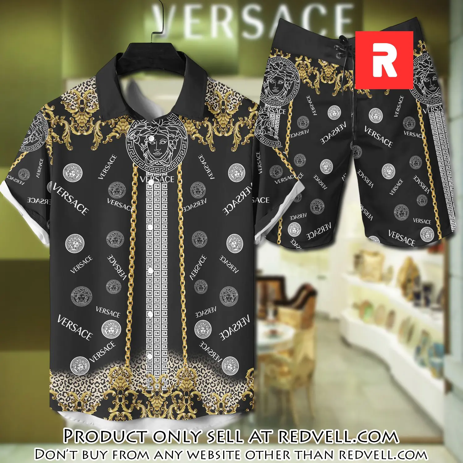 Versace luxury hawaiian shirt & short set lhs1207 rv4054116